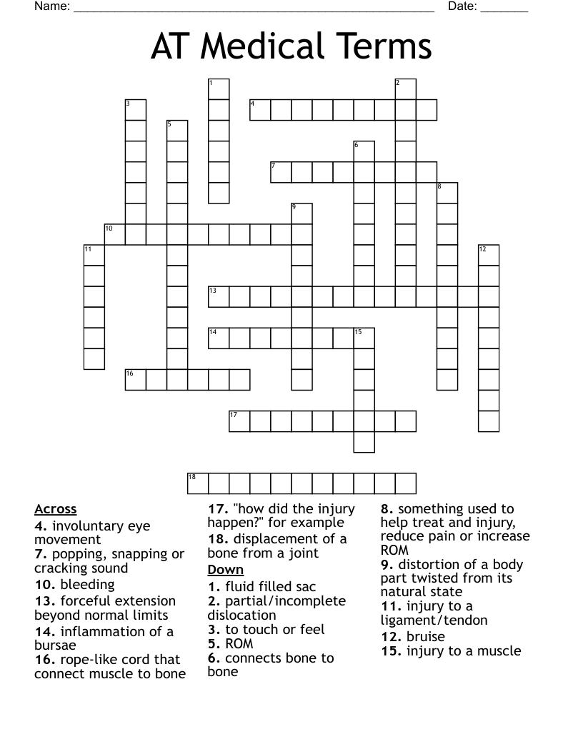 AT Medical Terms Crossword