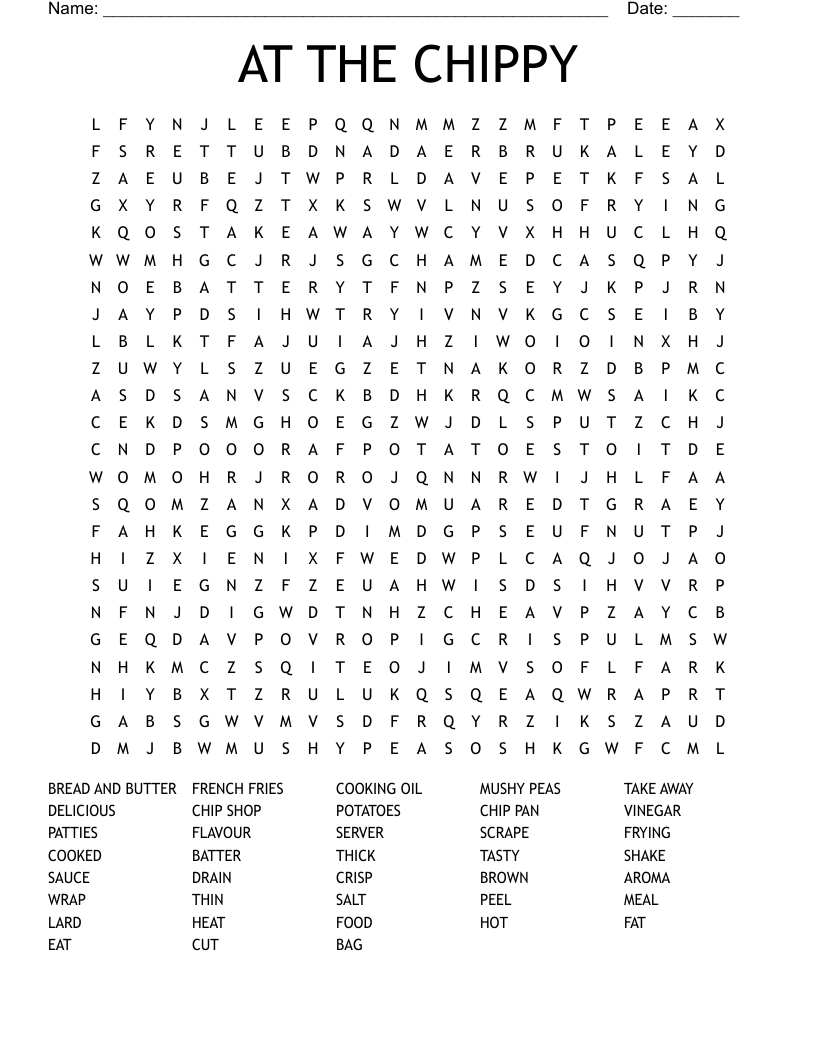 AT THE CHIPPY Word Search