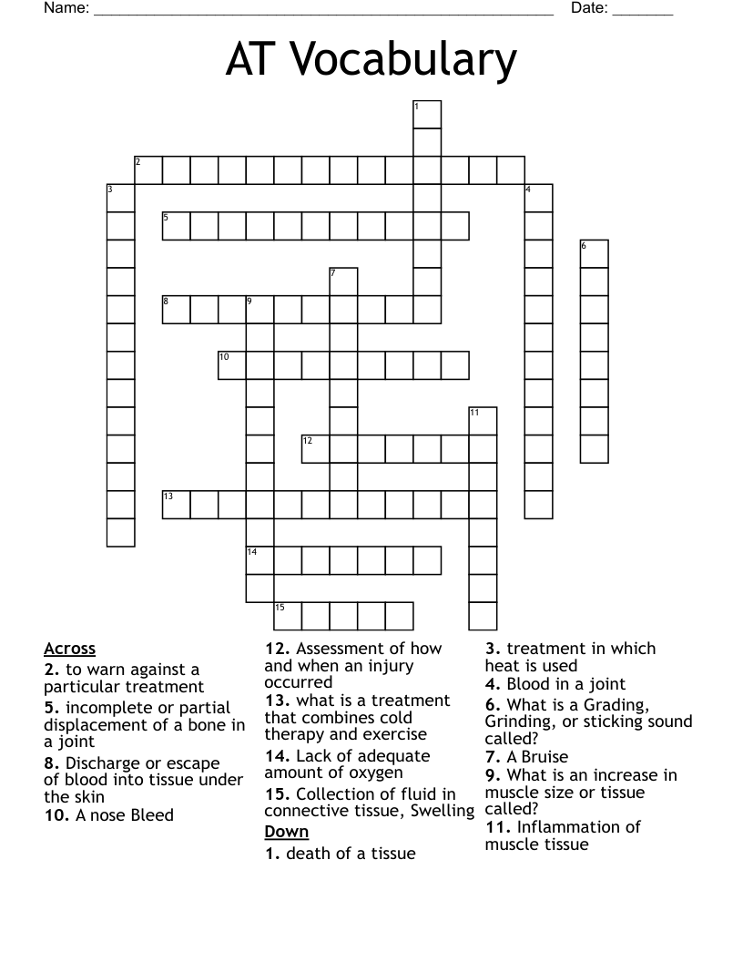 AT Vocabulary Crossword