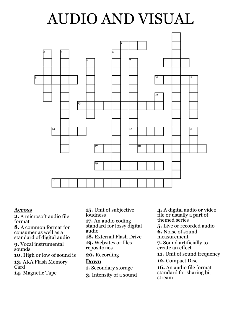 AUDIO AND VISUAL Crossword