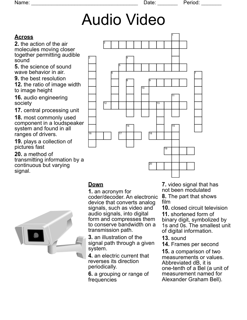 Audio Video Crossword