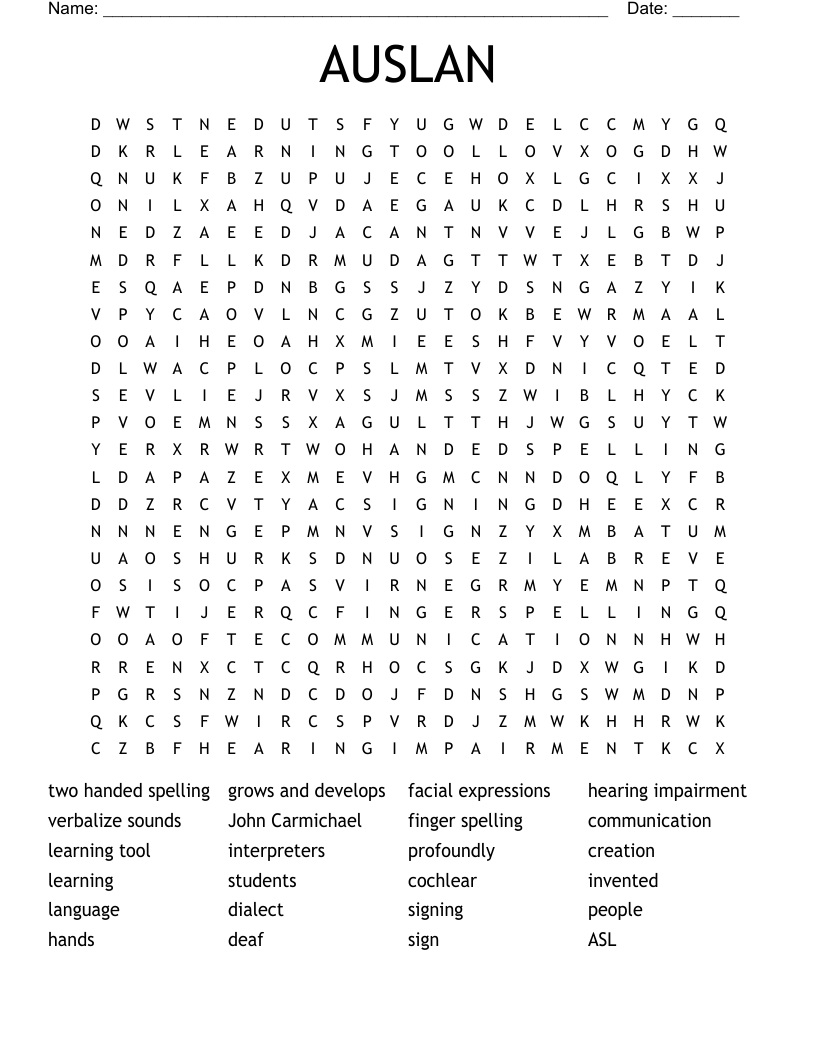 AUSLAN Word Search