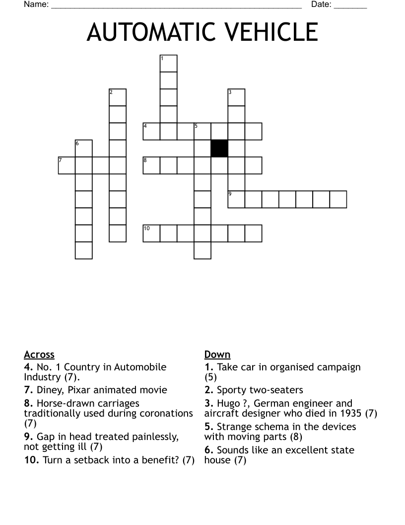 AUTOMATIC VEHICLE Crossword
