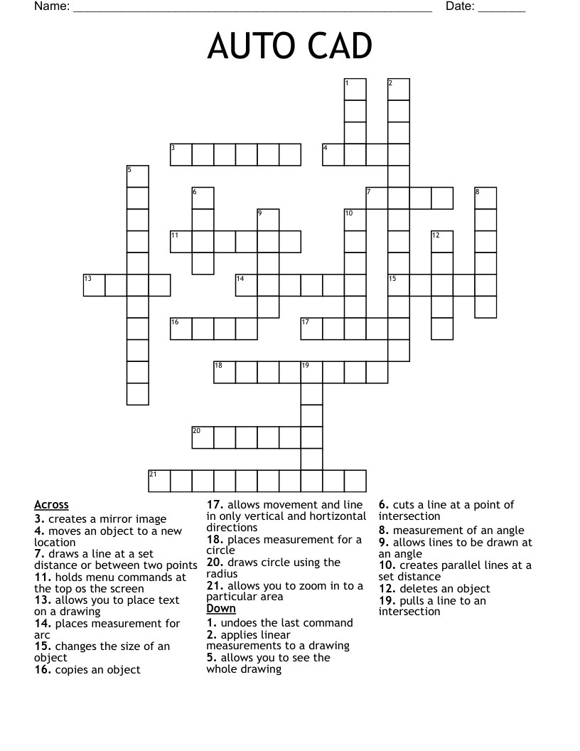 AUTO CAD Crossword
