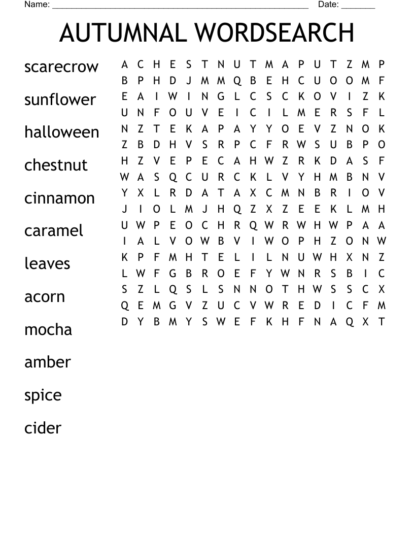AUTUMNAL WORDSEARCH