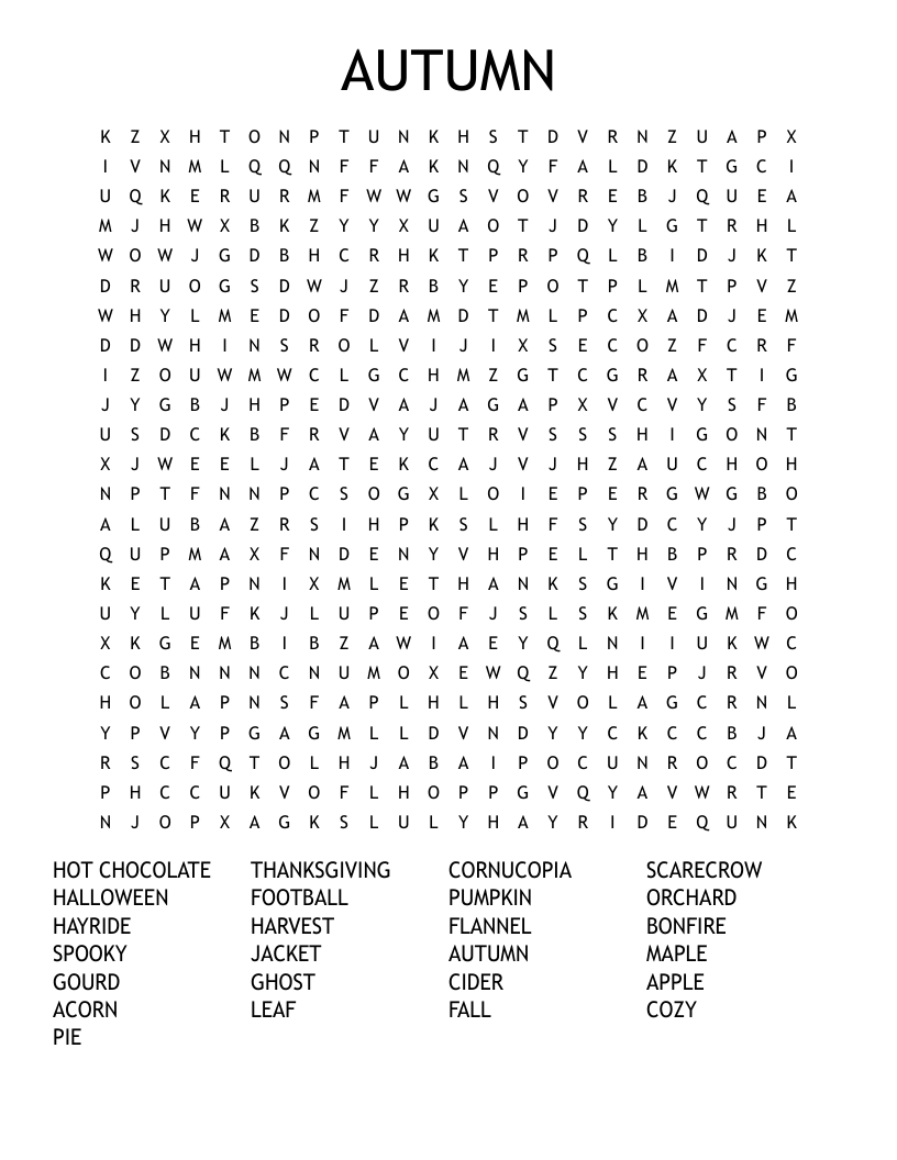 AUTUMN Word Search