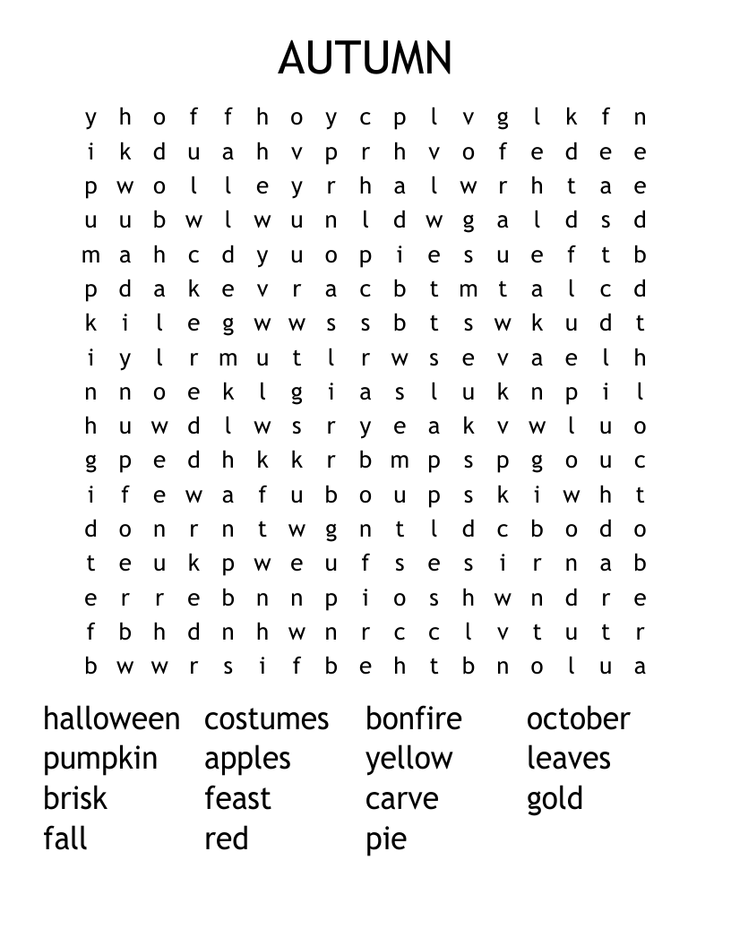 AUTUMN Word Search