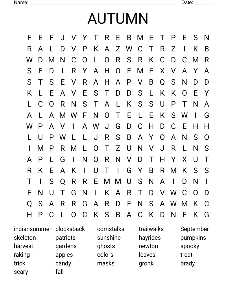 AUTUMN Word Search