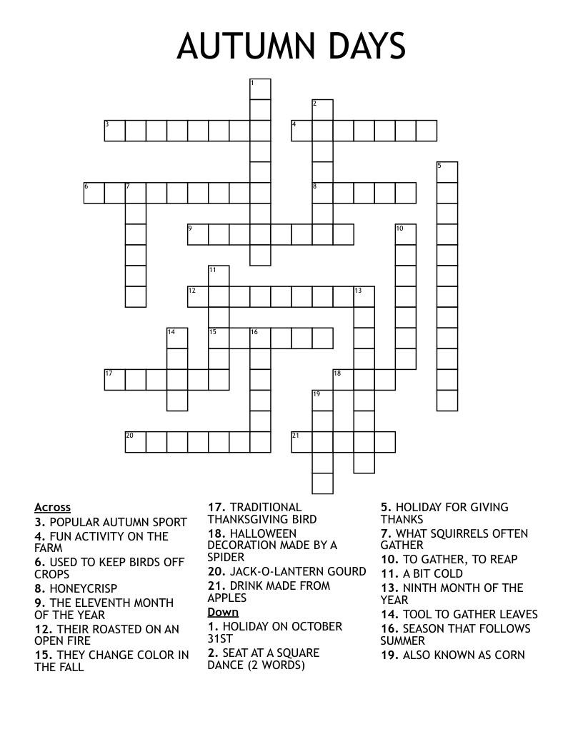 AUTUMN DAYS Crossword