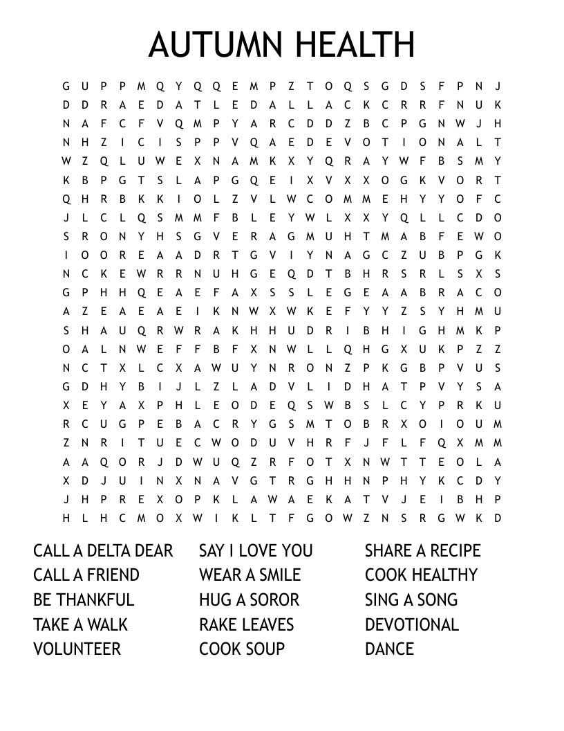 AUTUMN HEALTH Word Search