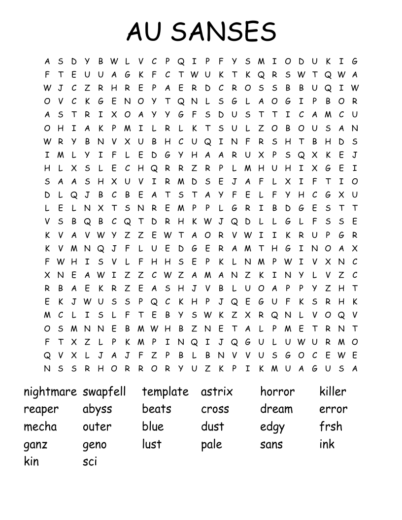 AU SANSES Word Search