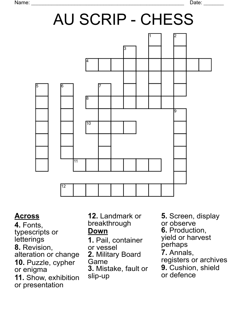 AU SCRIP - CHESS Crossword