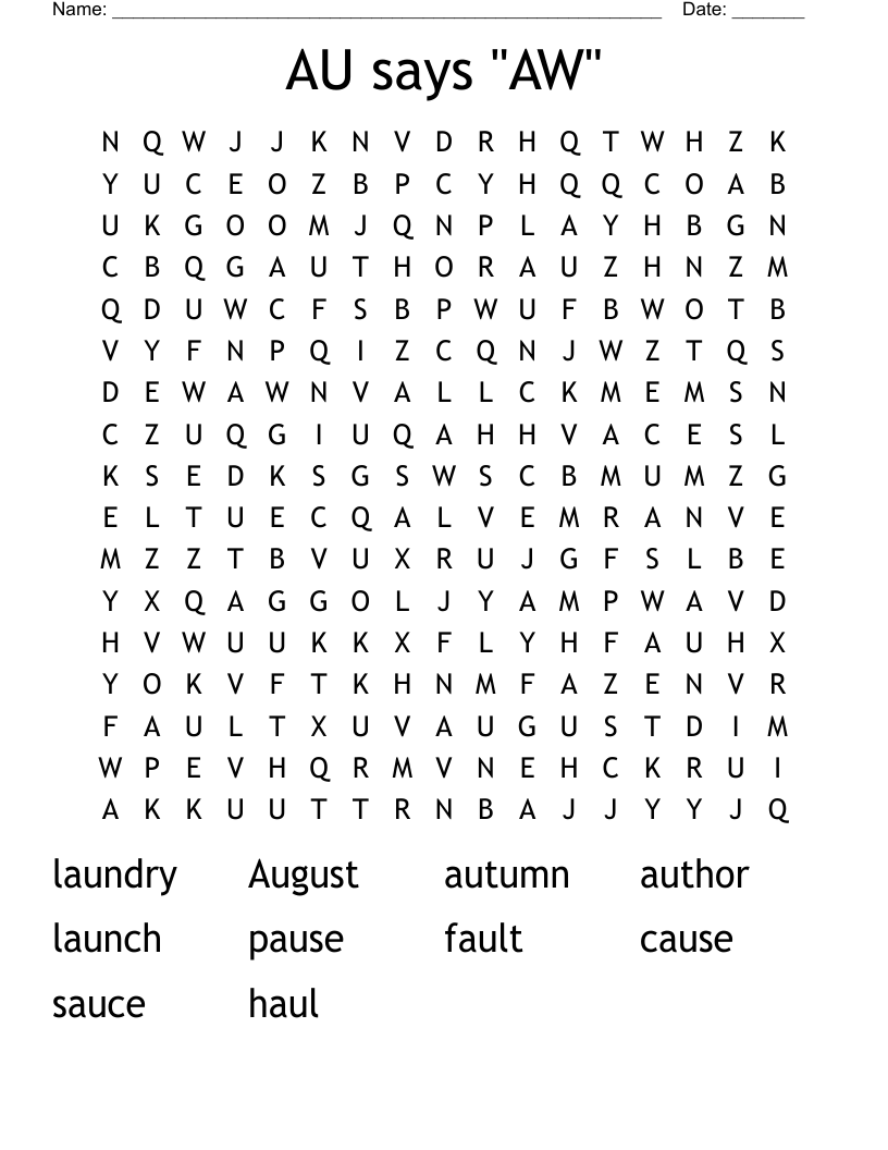AU says "AW" Word Search