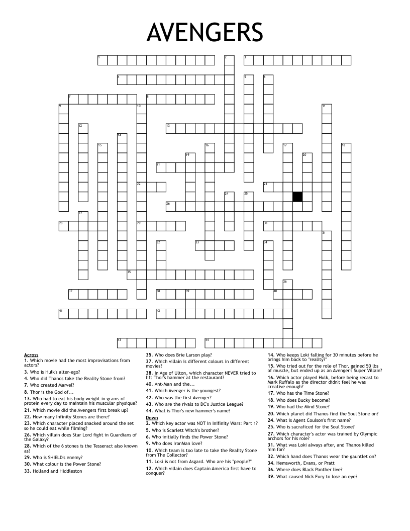 AVENGERS Crossword