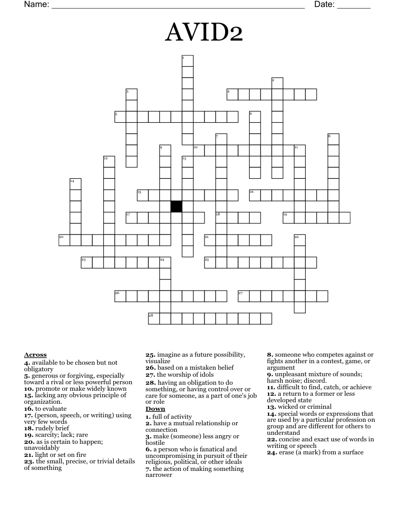 AVID2 Crossword