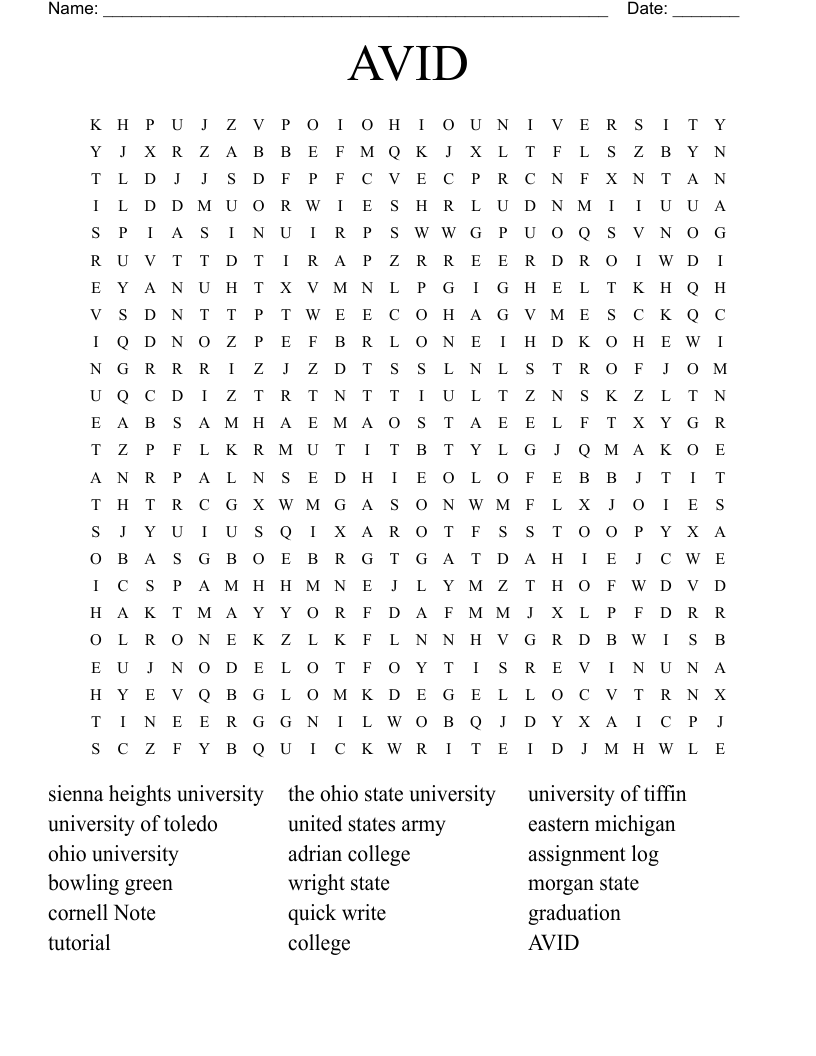 AVID Word Search