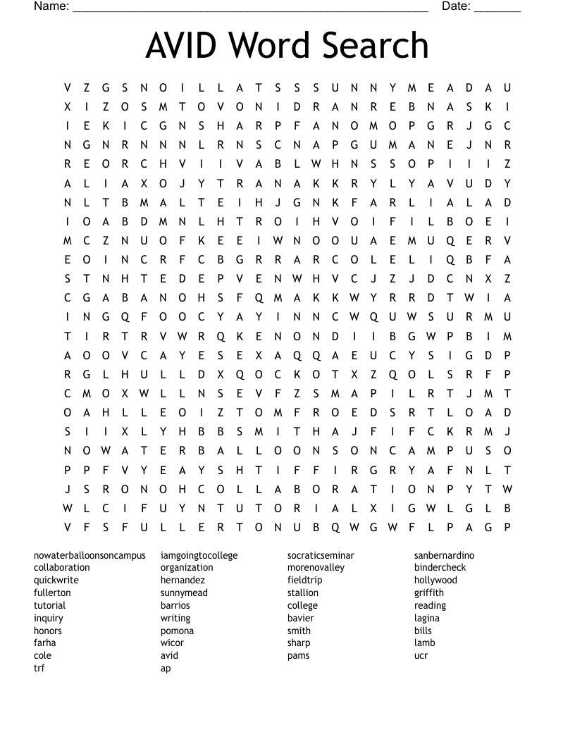 AVID Word Search