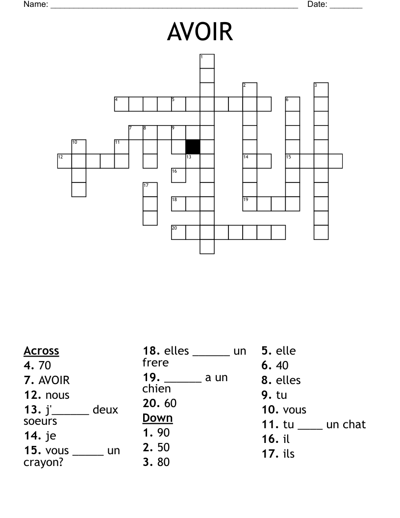 AVOIR Crossword