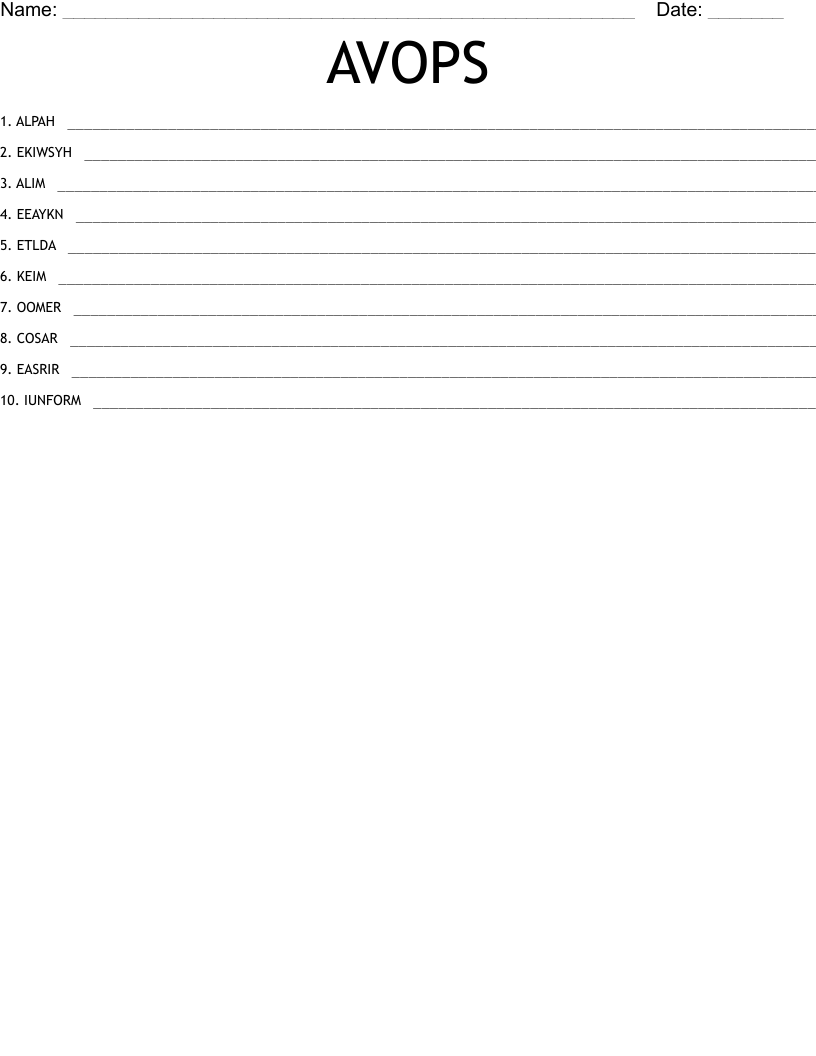 AVOPS Word Scramble