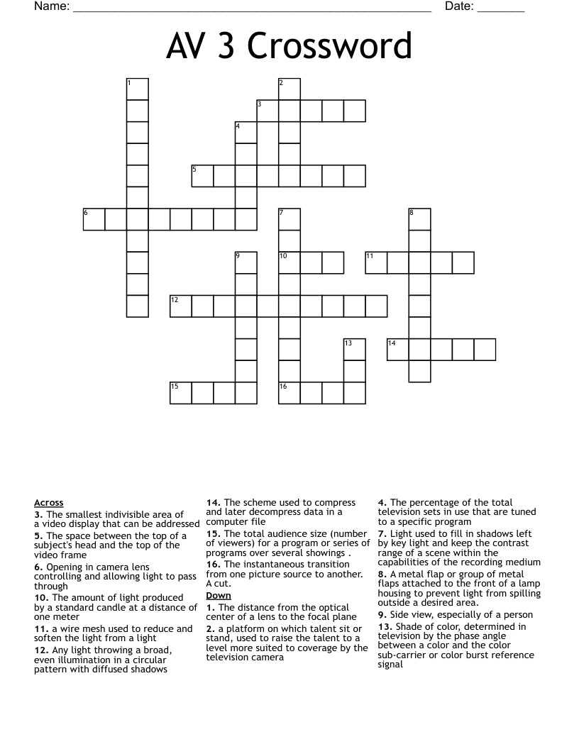 AV 3 Crossword