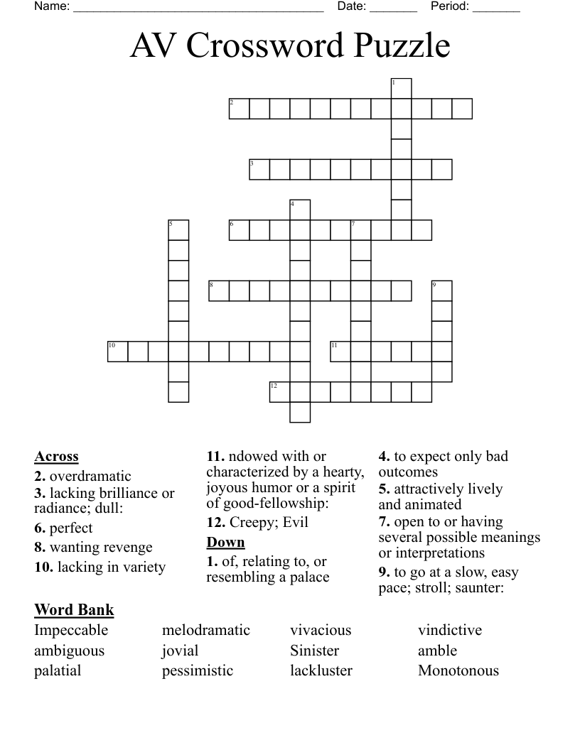 AV Crossword Puzzle
