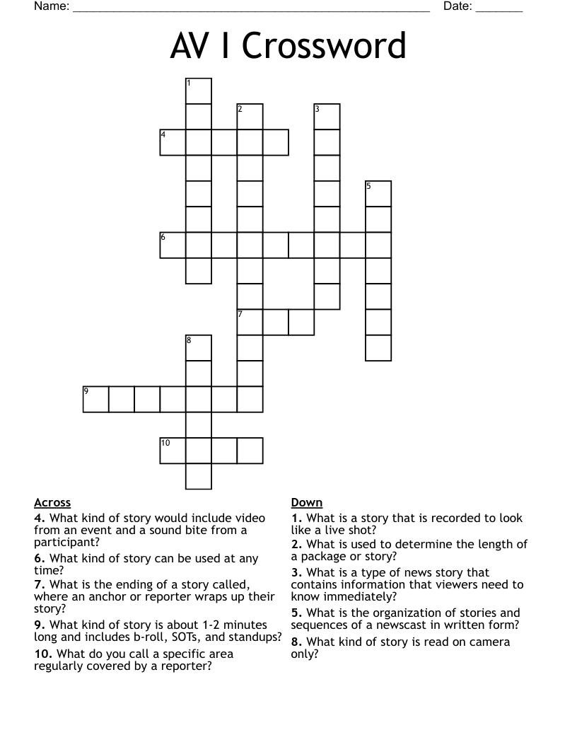 AV I Crossword
