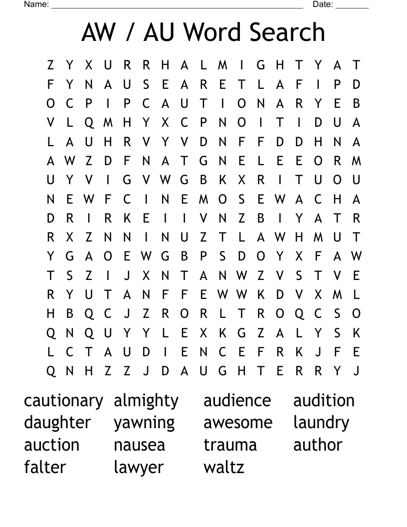 AW / AU Word Search