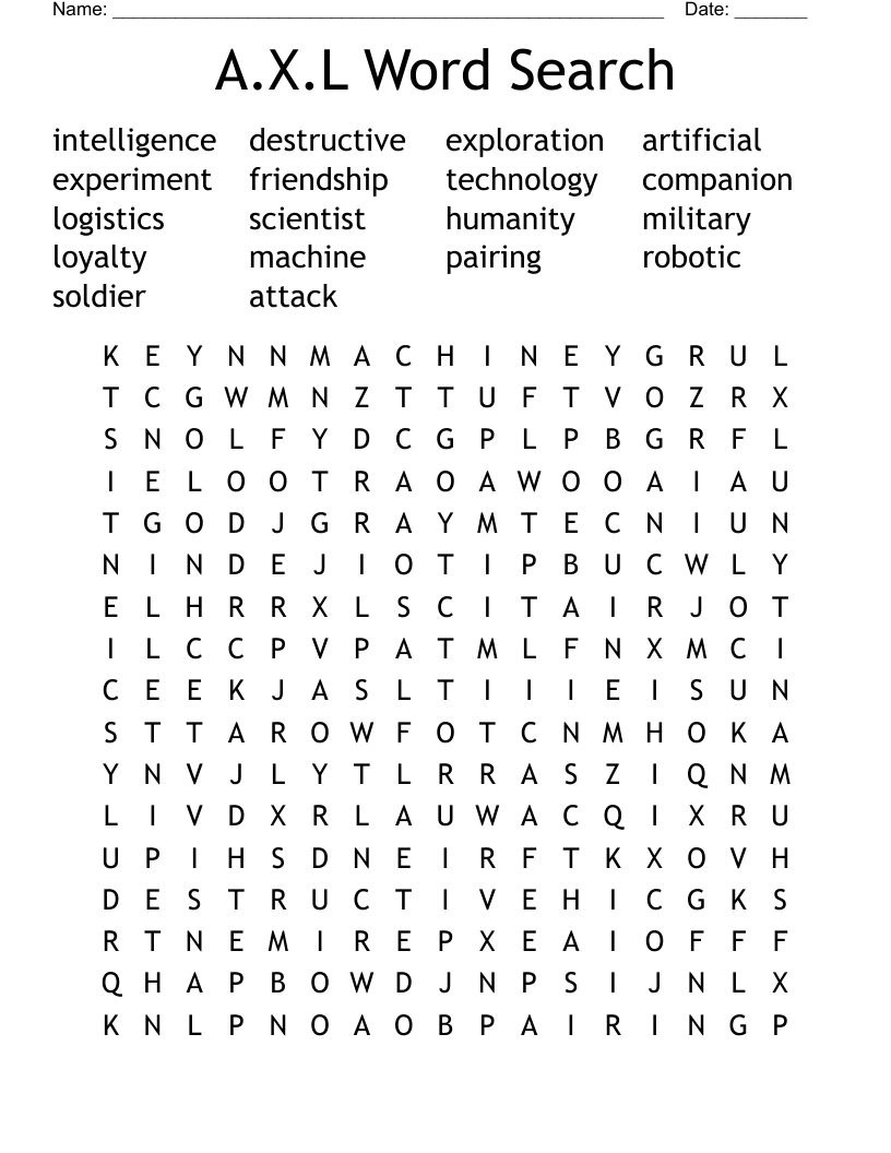 A.X.L Word Search