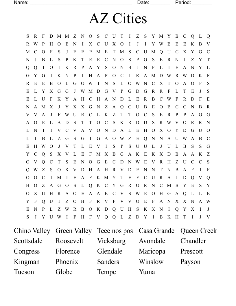AZ Cities  Word Search
