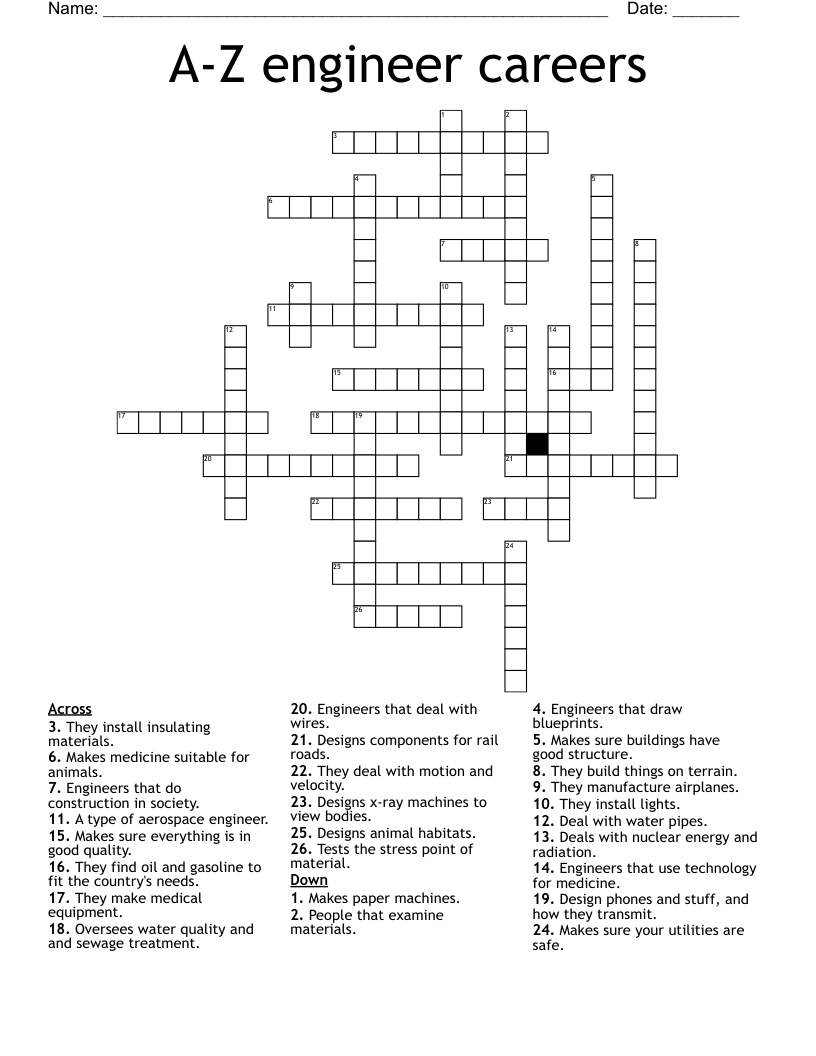 A-Z engineer careers Crossword