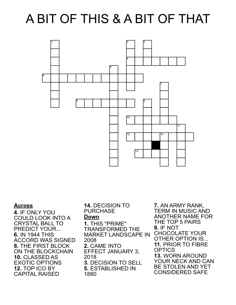 A BIT OF THIS & A BIT OF THAT Crossword