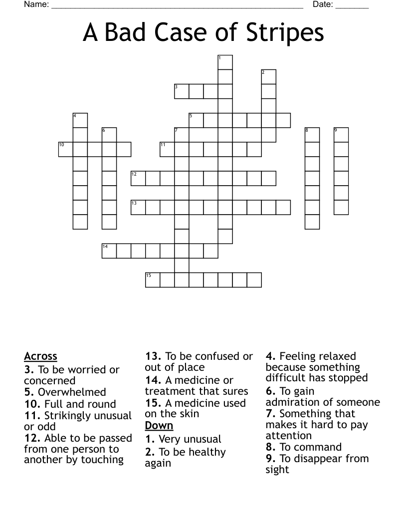 A Bad Case of Stripes Crossword