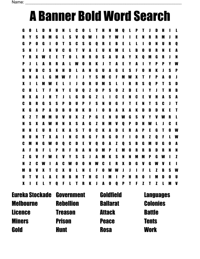 A Banner Bold Word Search