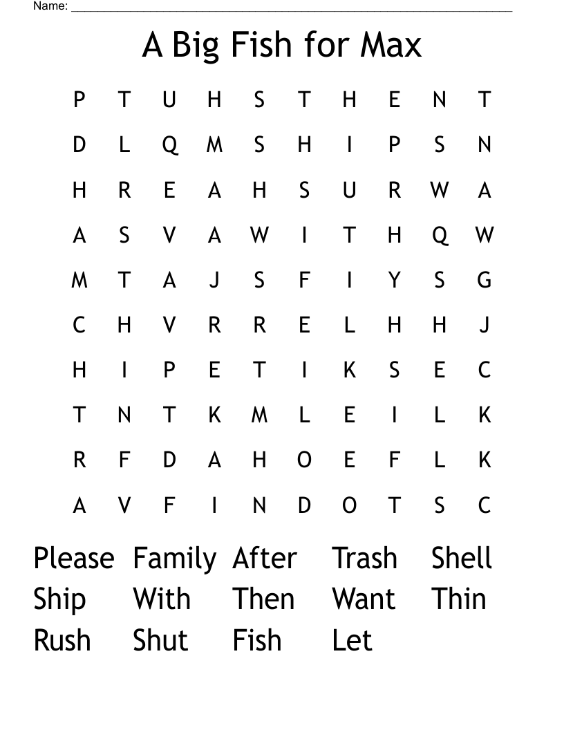 A Big Fish for Max Word Search