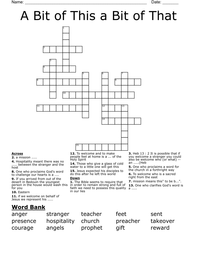 A Bit of This a Bit of That Crossword