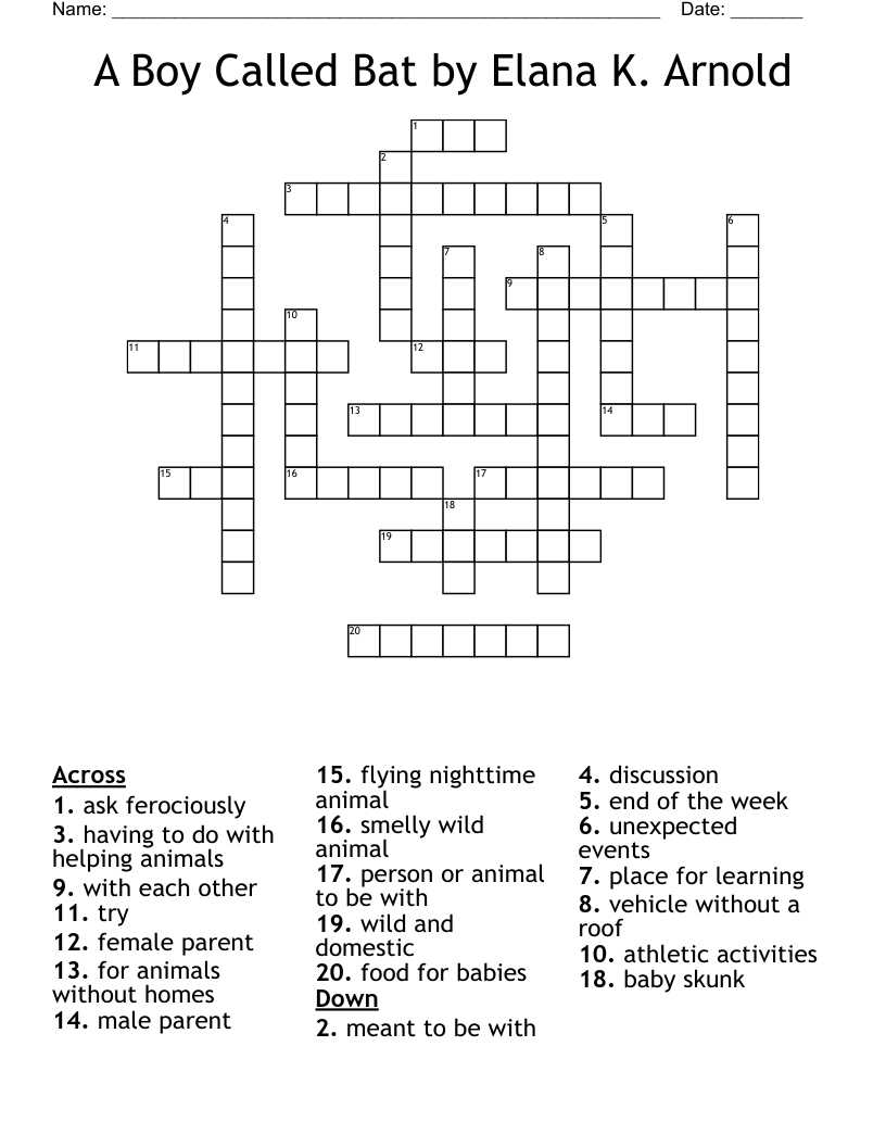 A Boy Called Bat by Elana K. Arnold Crossword