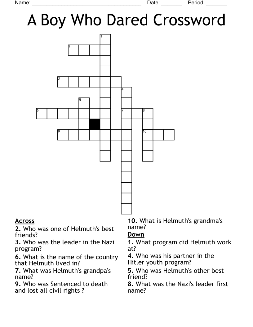 A Boy Who Dared Crossword