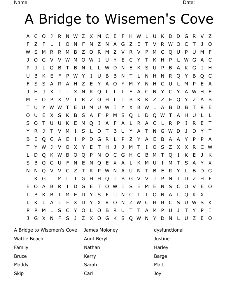 A Bridge to Wisemen's Cove Word Search