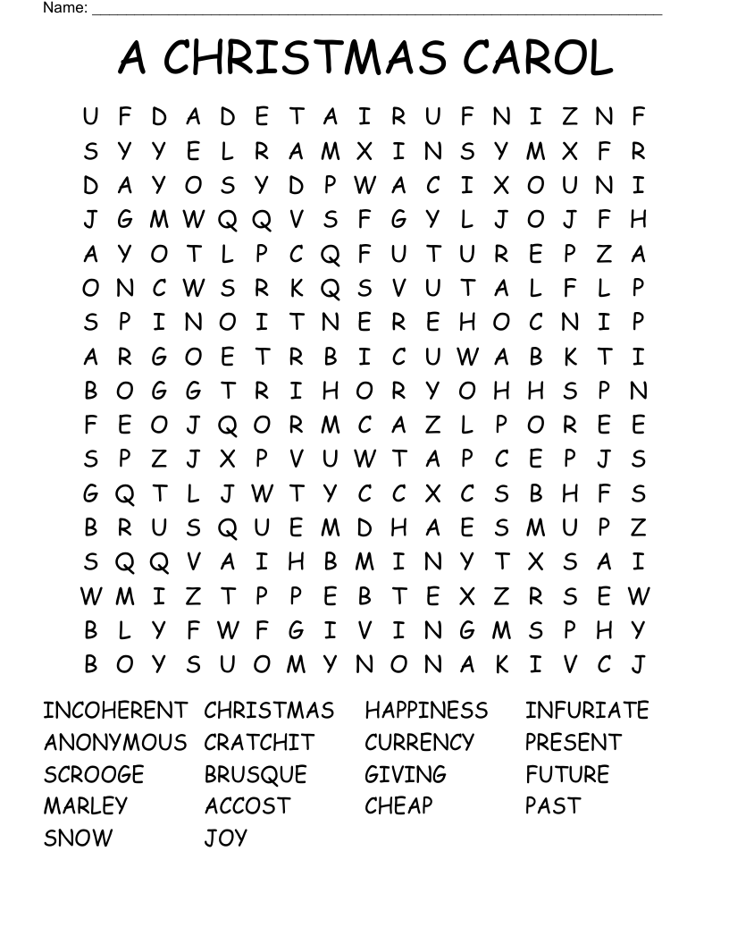 A CHRISTMAS CAROL Word Search