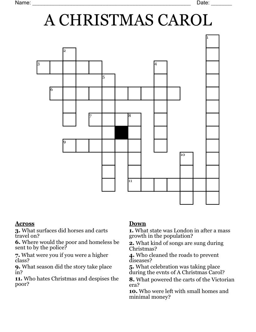 A CHRISTMAS CAROL Crossword