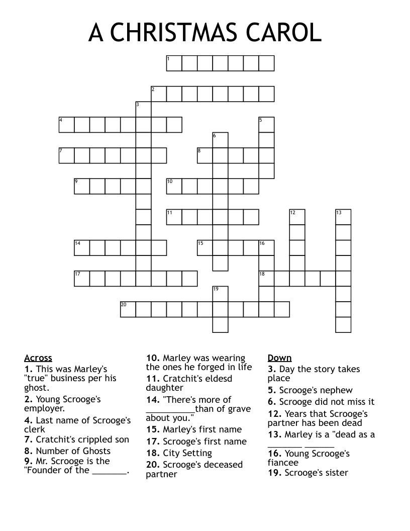 A CHRISTMAS CAROL Crossword