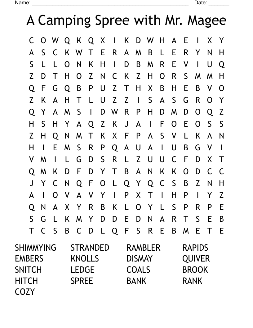A Camping Spree with Mr. Magee Word Search