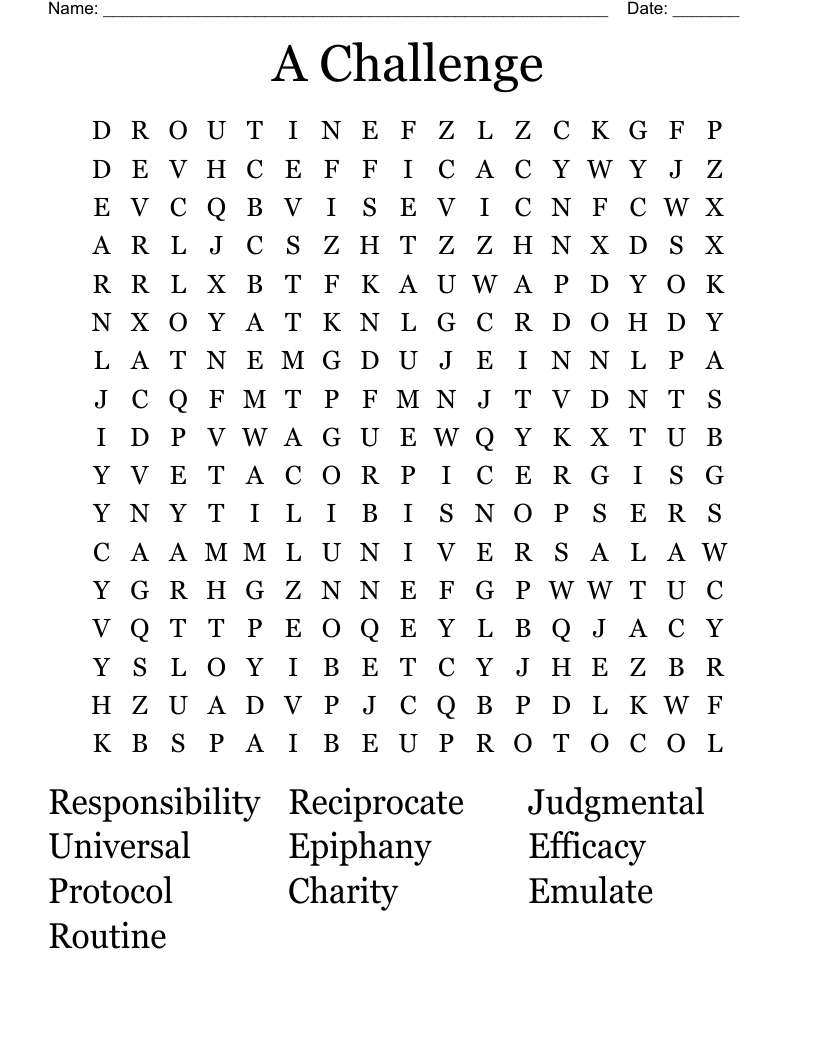 A Challenge Word Search