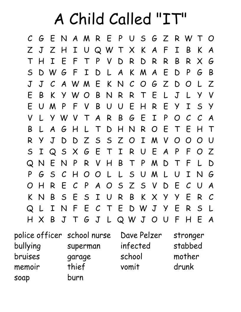 A Child Called "IT" Word Search