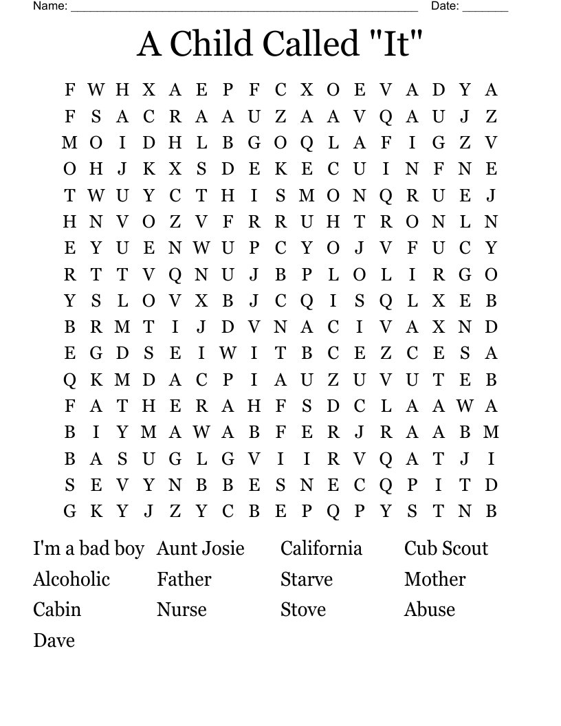 A Child Called "It" Word Search