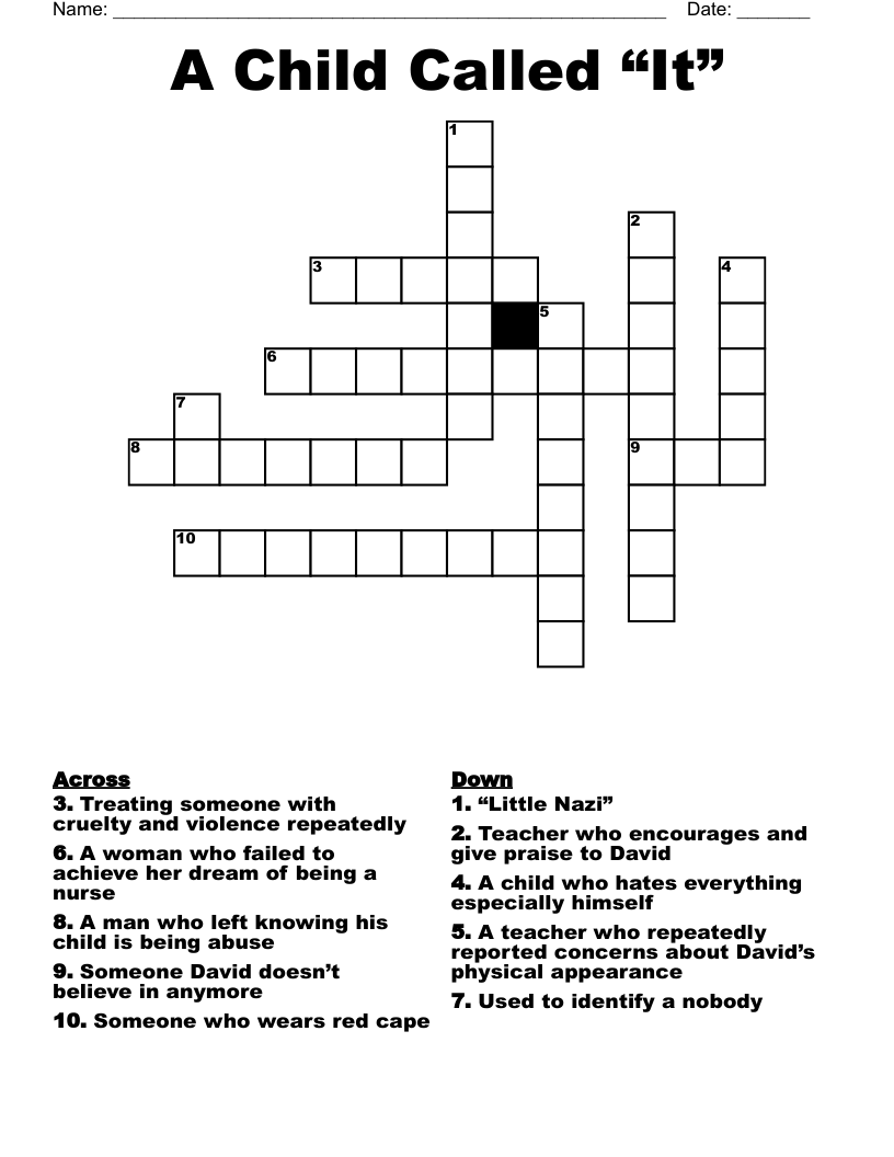 A Child Called “It” Crossword