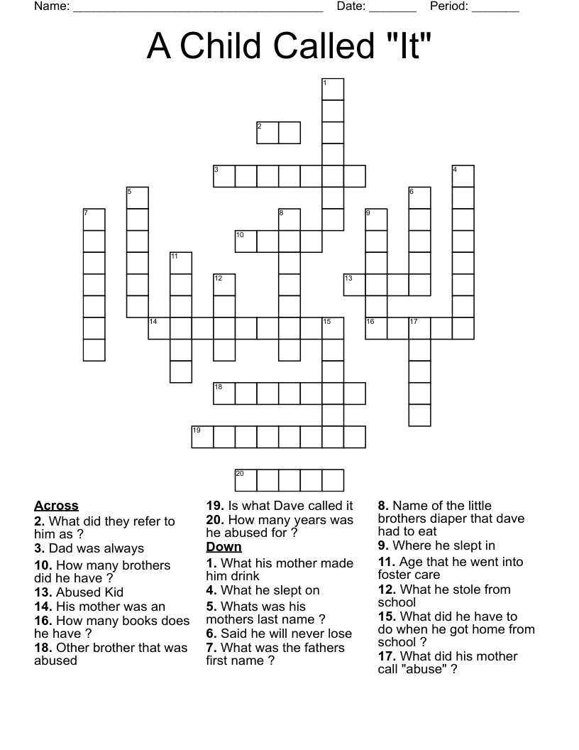 A Child Called "It" Crossword