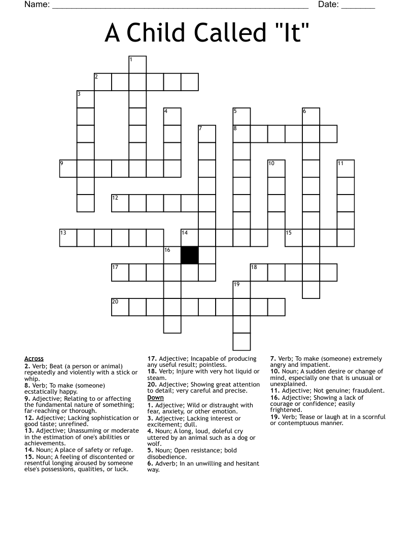 A Child Called "It" Crossword