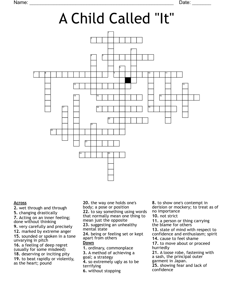 A Child Called "It" Crossword