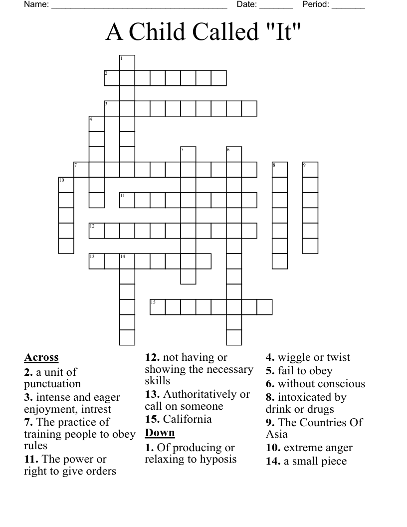 A Child Called "It" Crossword
